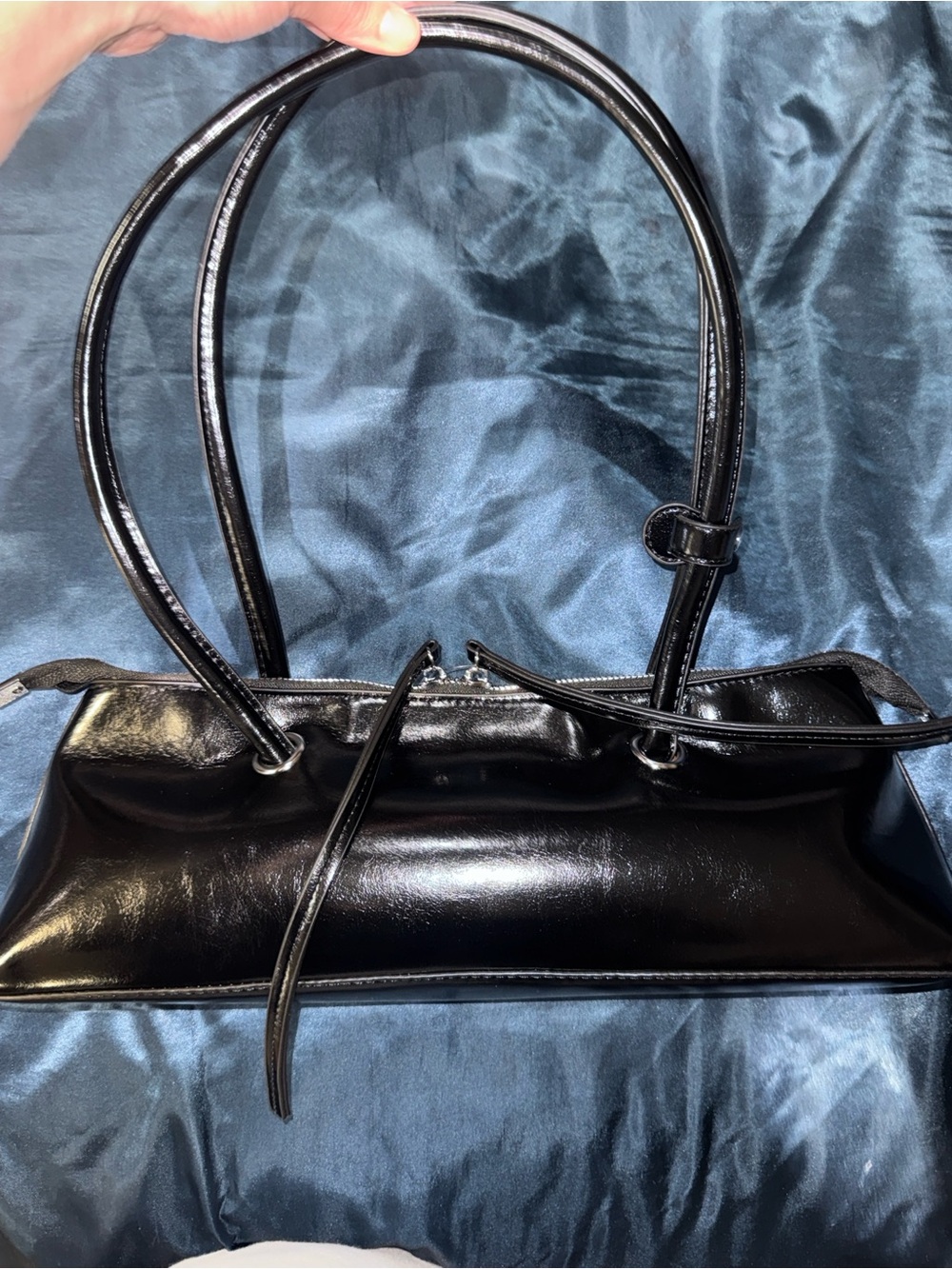 PacSun Black Patent Shoulder Tote